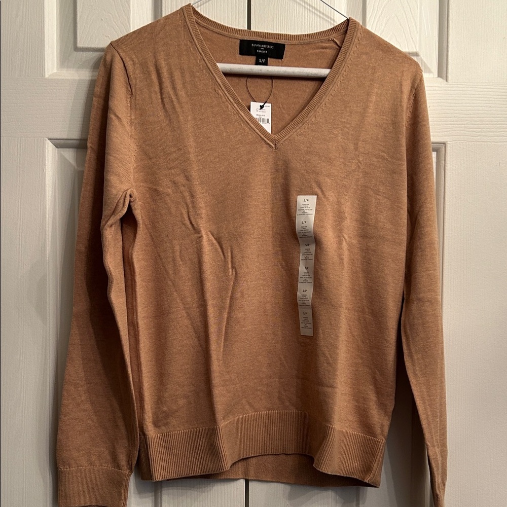 Banana Republic Camel V-Neck Sweater, Forever line